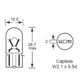 WEDGE T10: Wedge T10 base bulbs with W2.1 x 9.5d capless base and single filament from £0.01 each